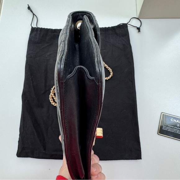 Vintage Chanel Quilted Gabrielle Lambskin Bag Black with Blush Strap - Picture 6 of 13